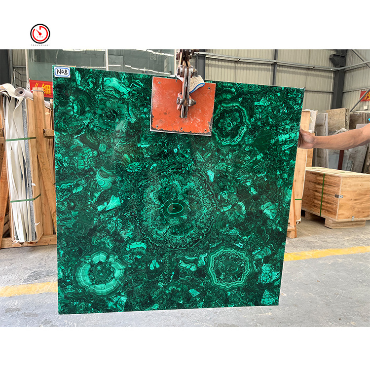 TT OEM custom high end interior hotel villa decorative kitchen countertops semi-precious gemstone royal malachite green slab