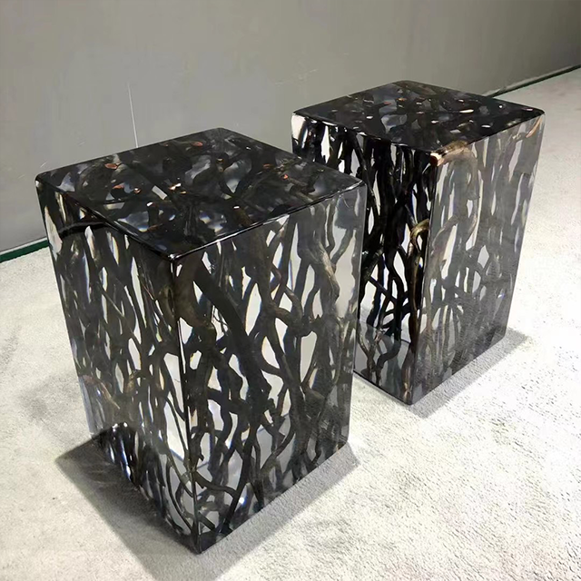 Custom Luxury solid wood composite epoxy resin stool chair