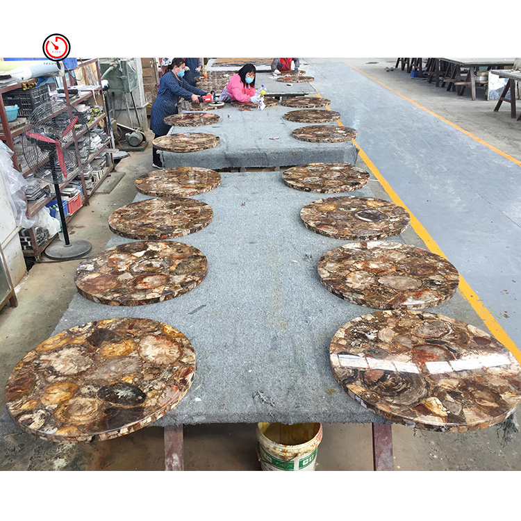 TT luxury semi precious stone villa apartment interior decoration kitchen countertops petrified wood slab