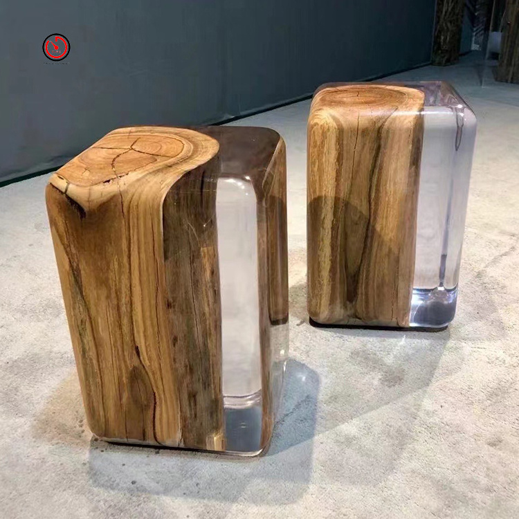 TT OEM&ODM high end luxury living room decorations tree trunk stool wooden tea table epoxy resin chair