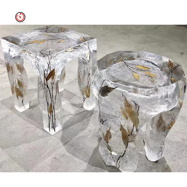 TT OEM&ODM high end luxury living room decorations tree trunk stool wooden tea table epoxy resin chair