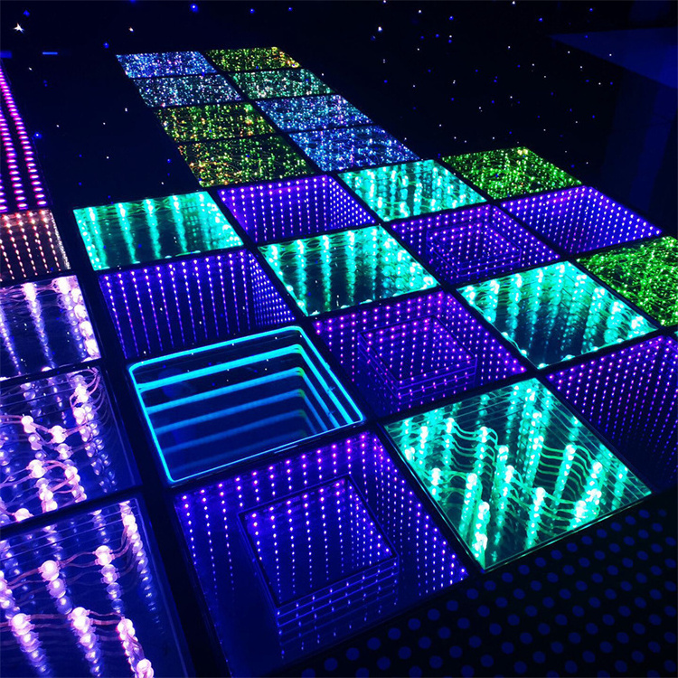 Led floor panel 3D LED Dance Floor Mats with Magnetic Infinity Mirror Panels Perfect for Weddings Parties and Stage Performances