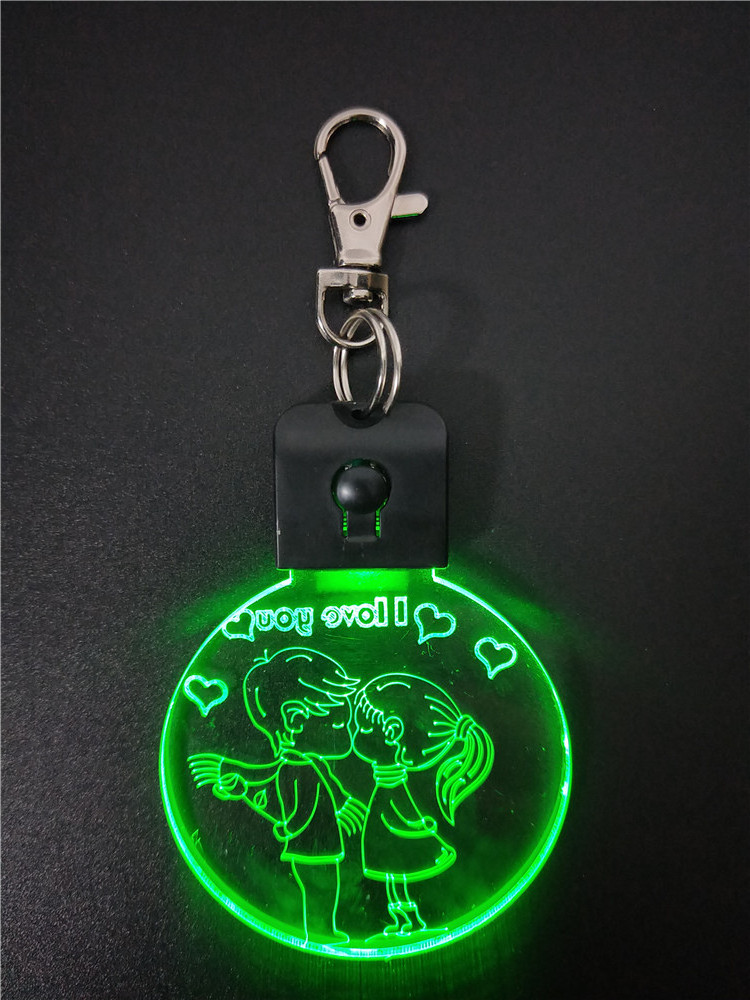 I LOVE U KISS DESIGN ACRYLIC  LED KEYCHAIN KEYRING LED LIGHTS AS GIFT