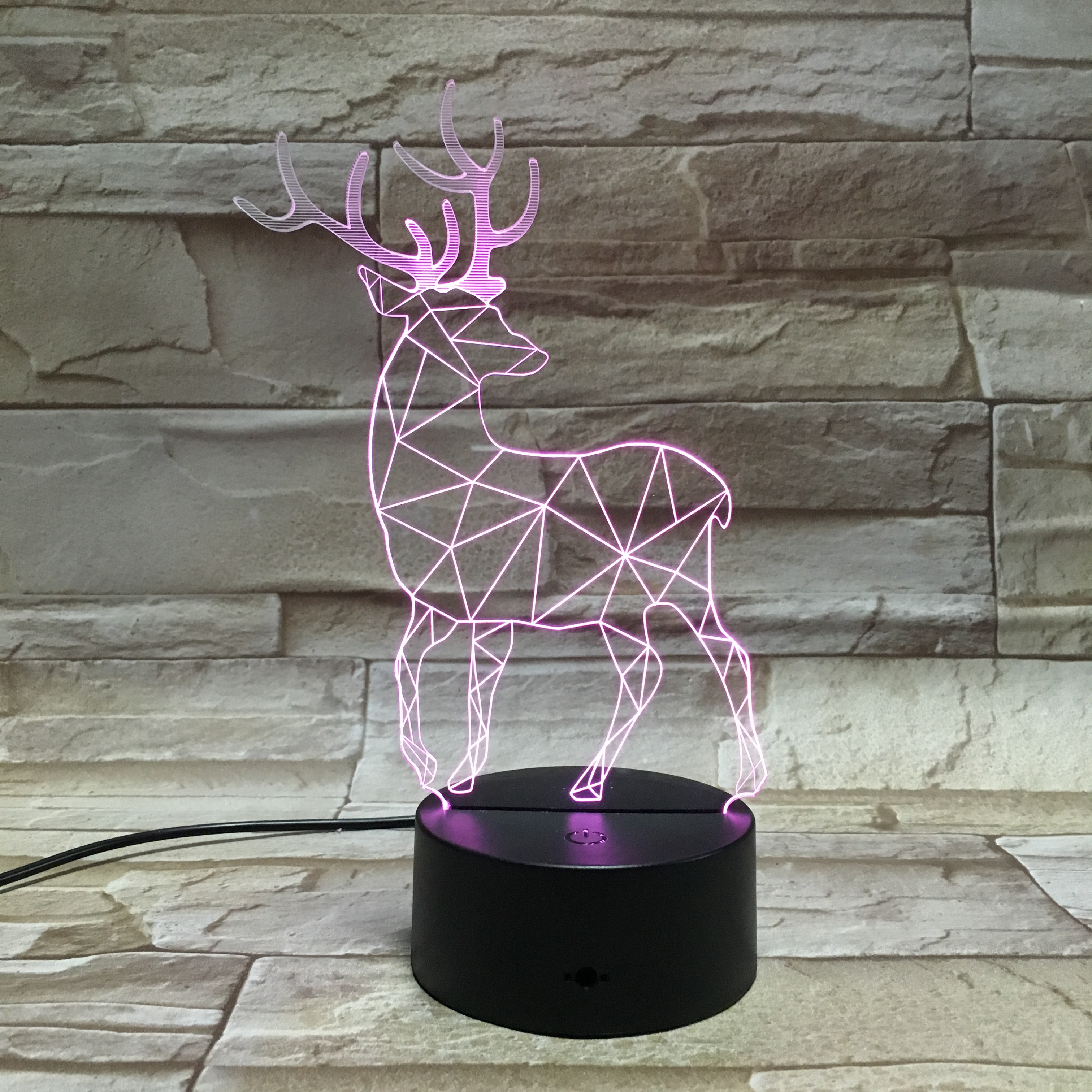 Kids room decor optical novelty illusion night deer light 3d led lamp hologram lampara