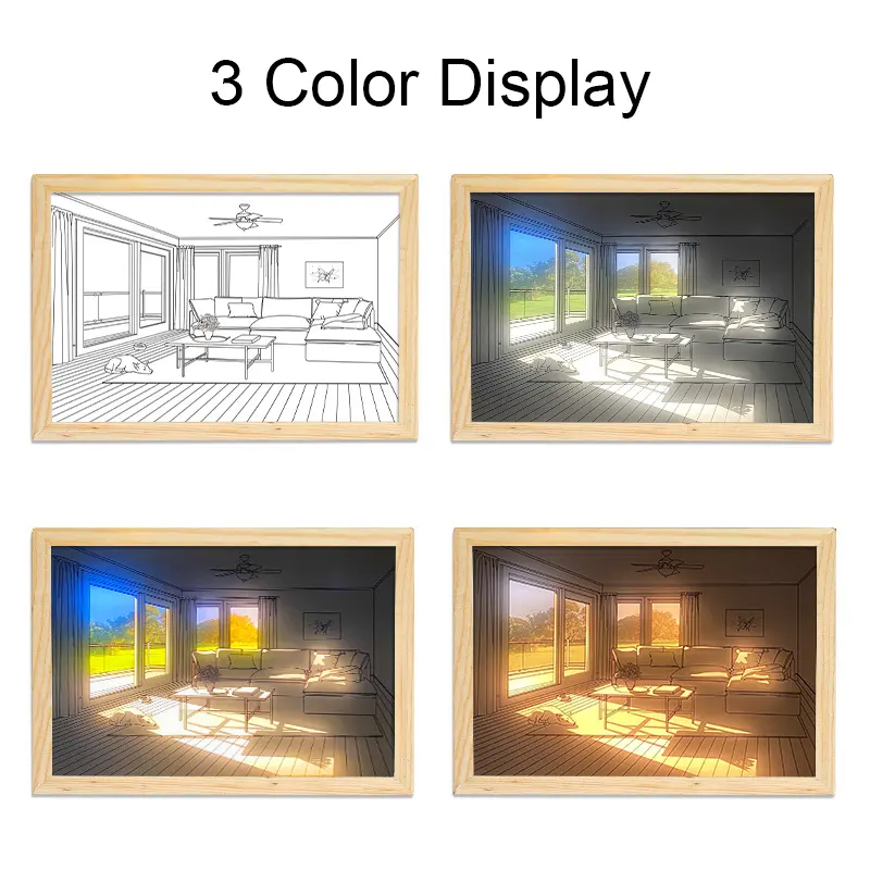 Led Acrylic Creative Night Light 3d lamp  Base Table Lamp 3D Wood Picture Photo Frame Customized Painting