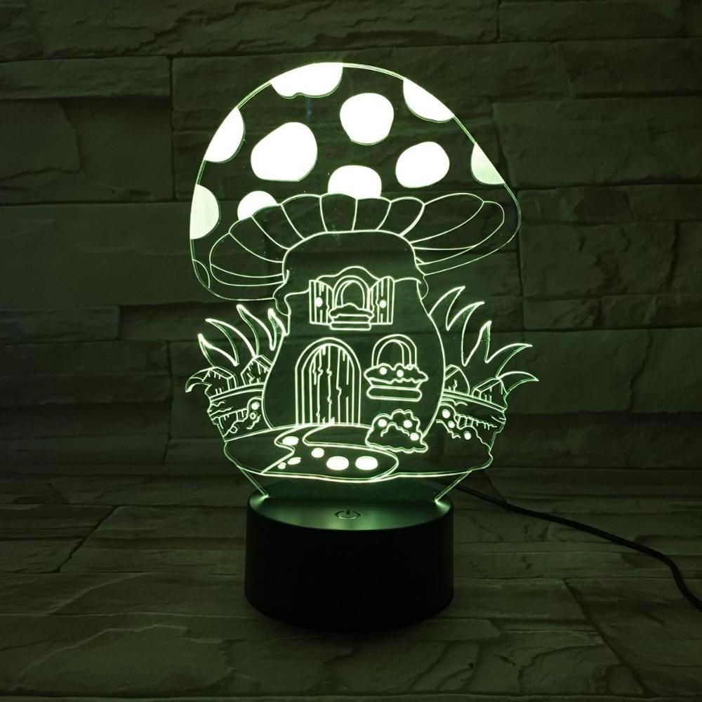 Mushroom shape led night lamp 3D visualization color changing light