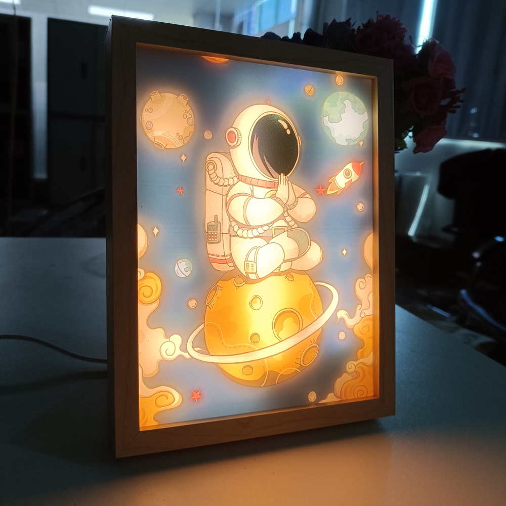 LED light shadow frame painting night light up led canvas painting prints art wall photo frame lamp