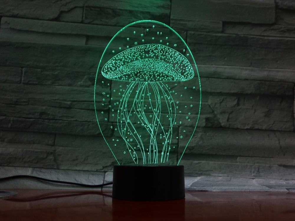 Beautiful Mushroom Image 3D Visual Lamp LED Night Lighting with Touch Sensor ABS Base Wonderful Indoor Decoration