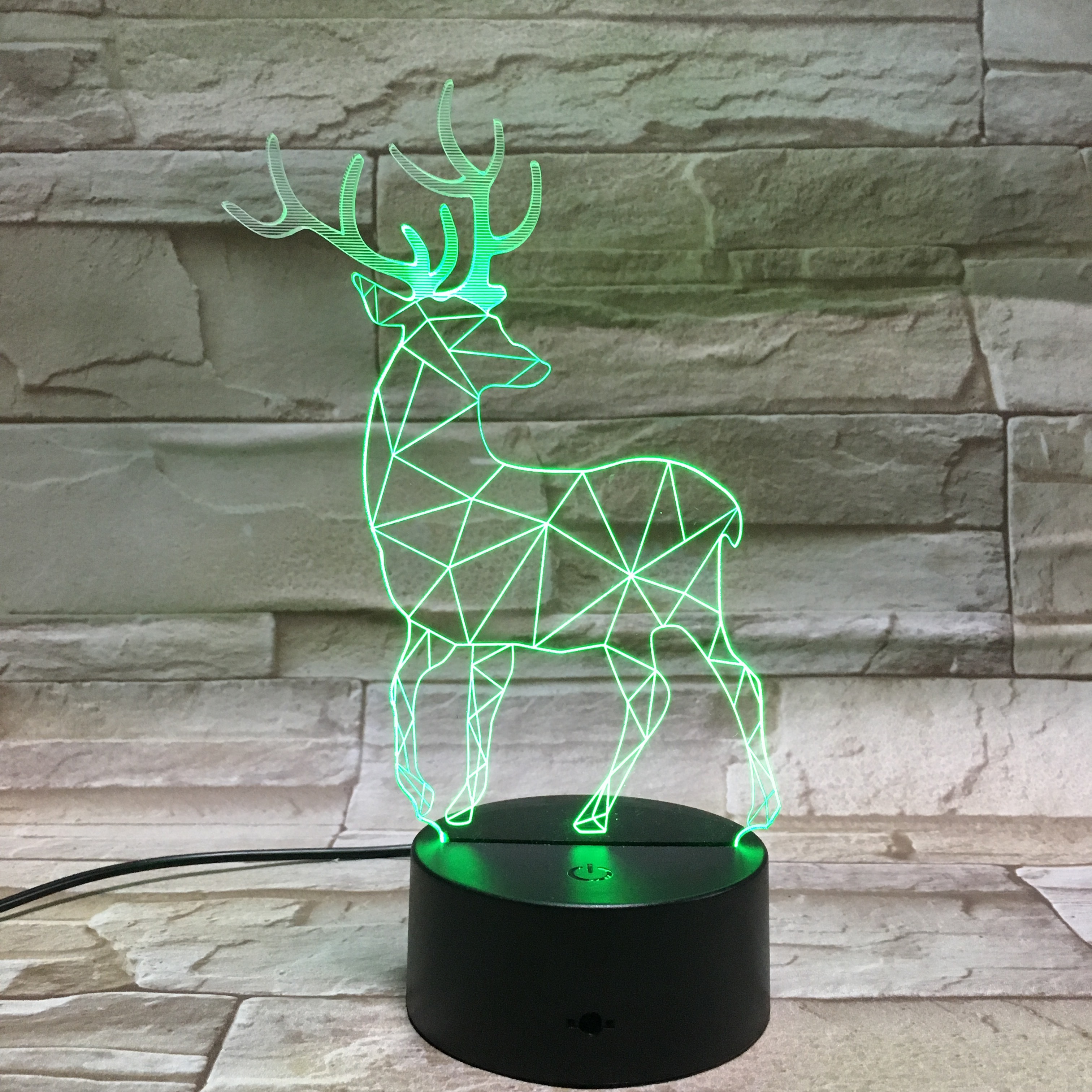 Kids room decor optical novelty illusion night deer light 3d led lamp hologram lampara