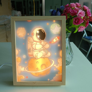 LED light shadow frame painting night light up led canvas painting prints art wall photo frame lamp