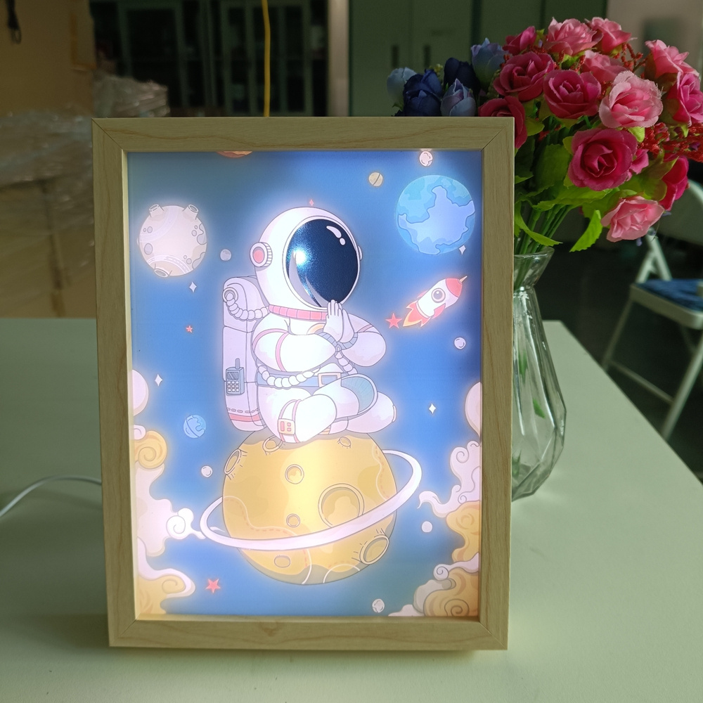 LED light shadow frame painting night light up led canvas painting prints art wall photo frame lamp