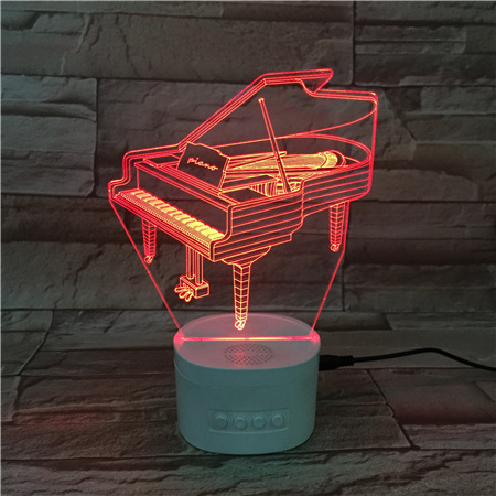 speaker 3d night light 5 colors changing press button rechargeable 3d speaker lamp piano instrument music playing 3d lamp