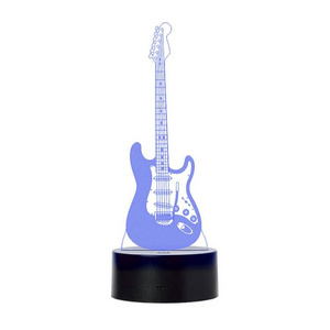 Creative desk decoration acrylic illusion led bulb 3D night light with guitar shaped 3D light