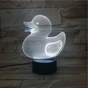 Duck shape lamp Decorative 7 colors changing 3D fancy night lights 3d lamp