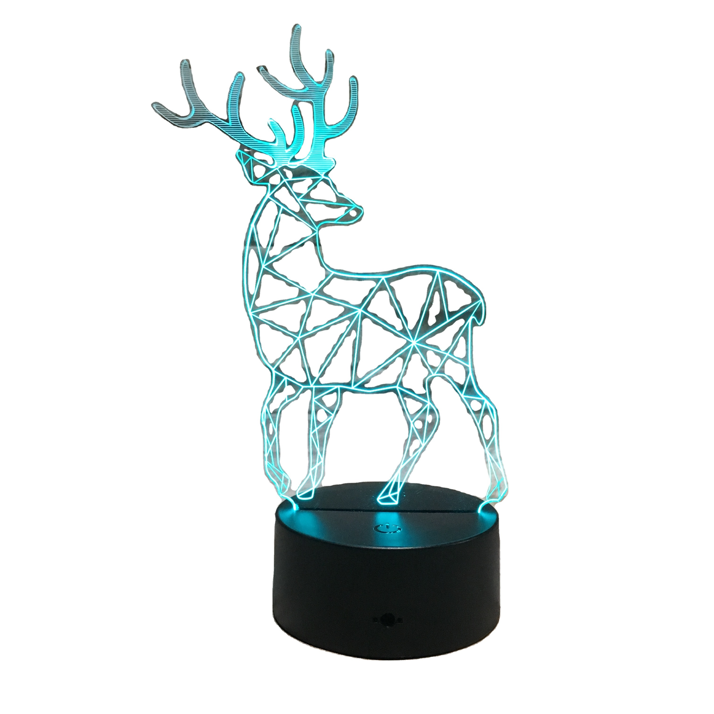 Kids room decor optical novelty illusion night deer light 3d led lamp hologram lampara