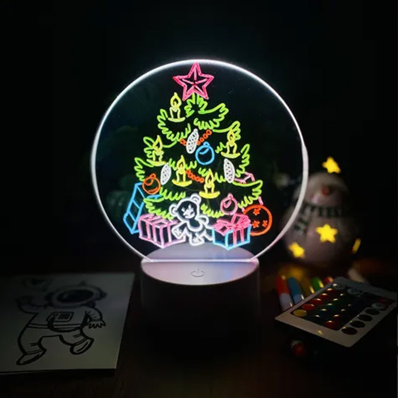 16 colors night light base Erasable Writing Board Creative night light DIY RGB LED Message Acrylic Writing Board Light With Pen