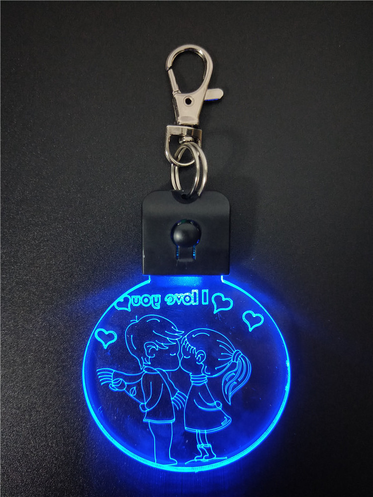 I LOVE U KISS DESIGN ACRYLIC  LED KEYCHAIN KEYRING LED LIGHTS AS GIFT