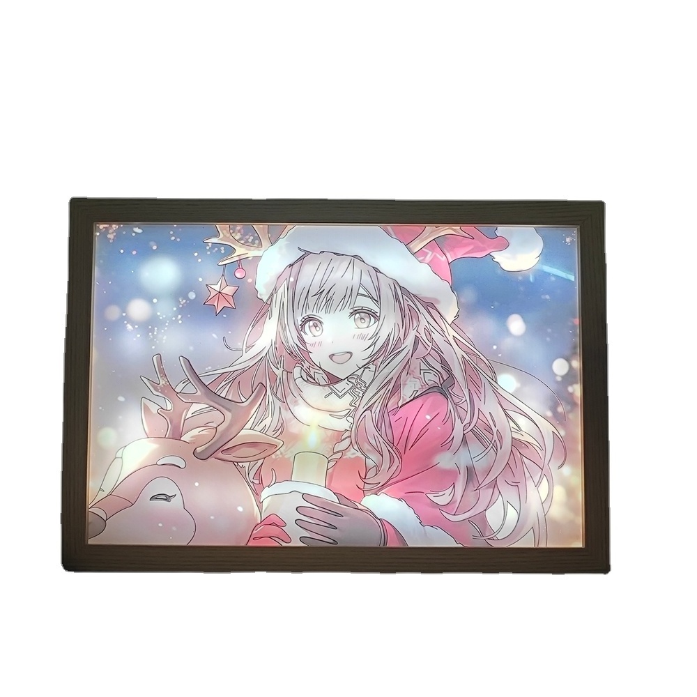 2024 Usb Christmas avatar anime girl  Light Three Colors  Painting Small Led Night Lights LED Light and Shadow Painting