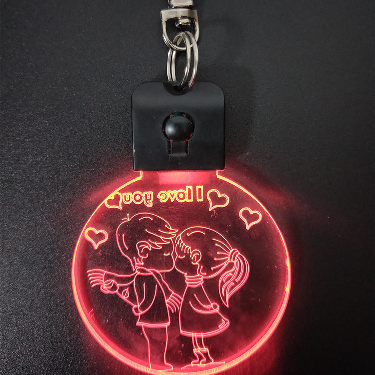 I LOVE U KISS DESIGN ACRYLIC  LED KEYCHAIN KEYRING LED LIGHTS AS GIFT