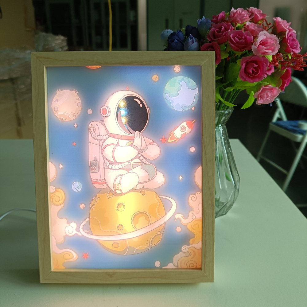 LED light shadow frame painting night light up led canvas painting prints art wall photo frame lamp