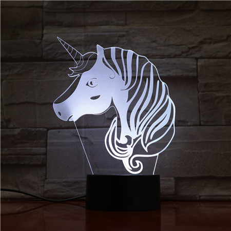 Horse Pony unicorn flamingo cactus pineapple 3D Illusion Decor Lamp Promotion Lamp 3d LED Lighting lamp 3d LED Table Night Light