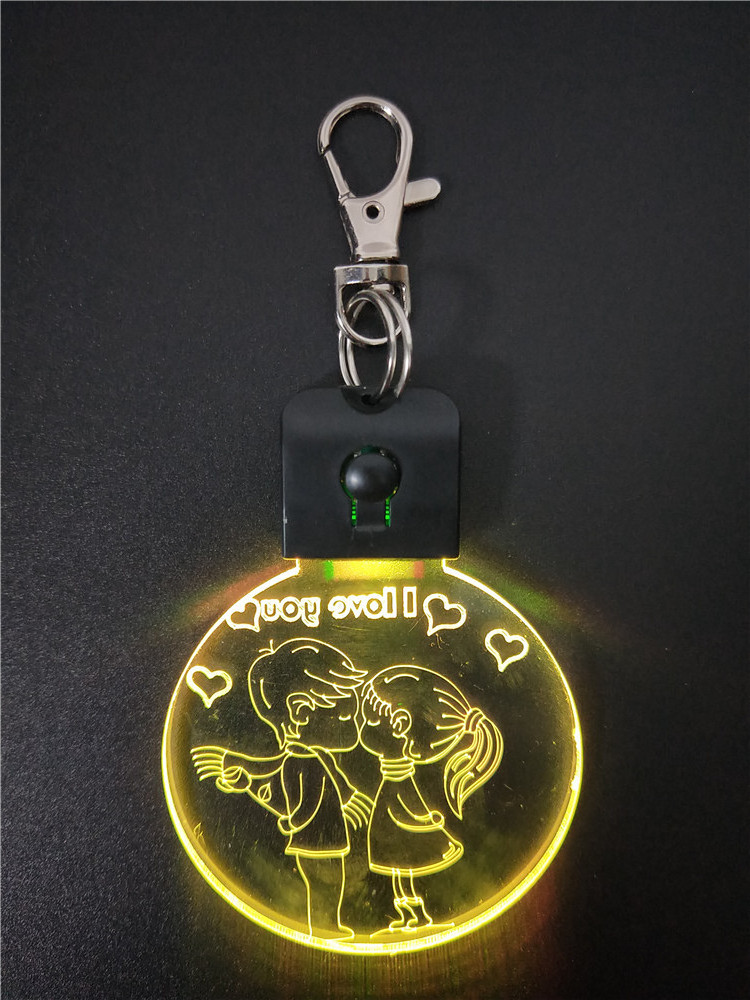 I LOVE U KISS DESIGN ACRYLIC  LED KEYCHAIN KEYRING LED LIGHTS AS GIFT