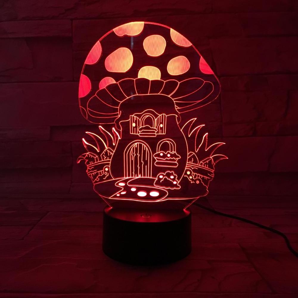 Mushroom shape led night lamp 3D visualization color changing light