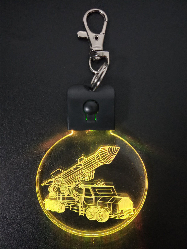 Awesome Laser Engraved 7 LED colors Acrylic Flashlight Led Keychain 3D lamp