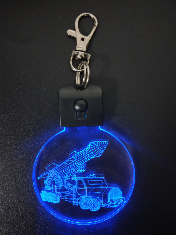 Awesome Laser Engraved 7 LED colors Acrylic Flashlight Led Keychain 3D lamp