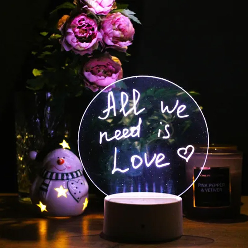 16 colors night light base Erasable Writing Board Creative night light DIY RGB LED Message Acrylic Writing Board Light With Pen