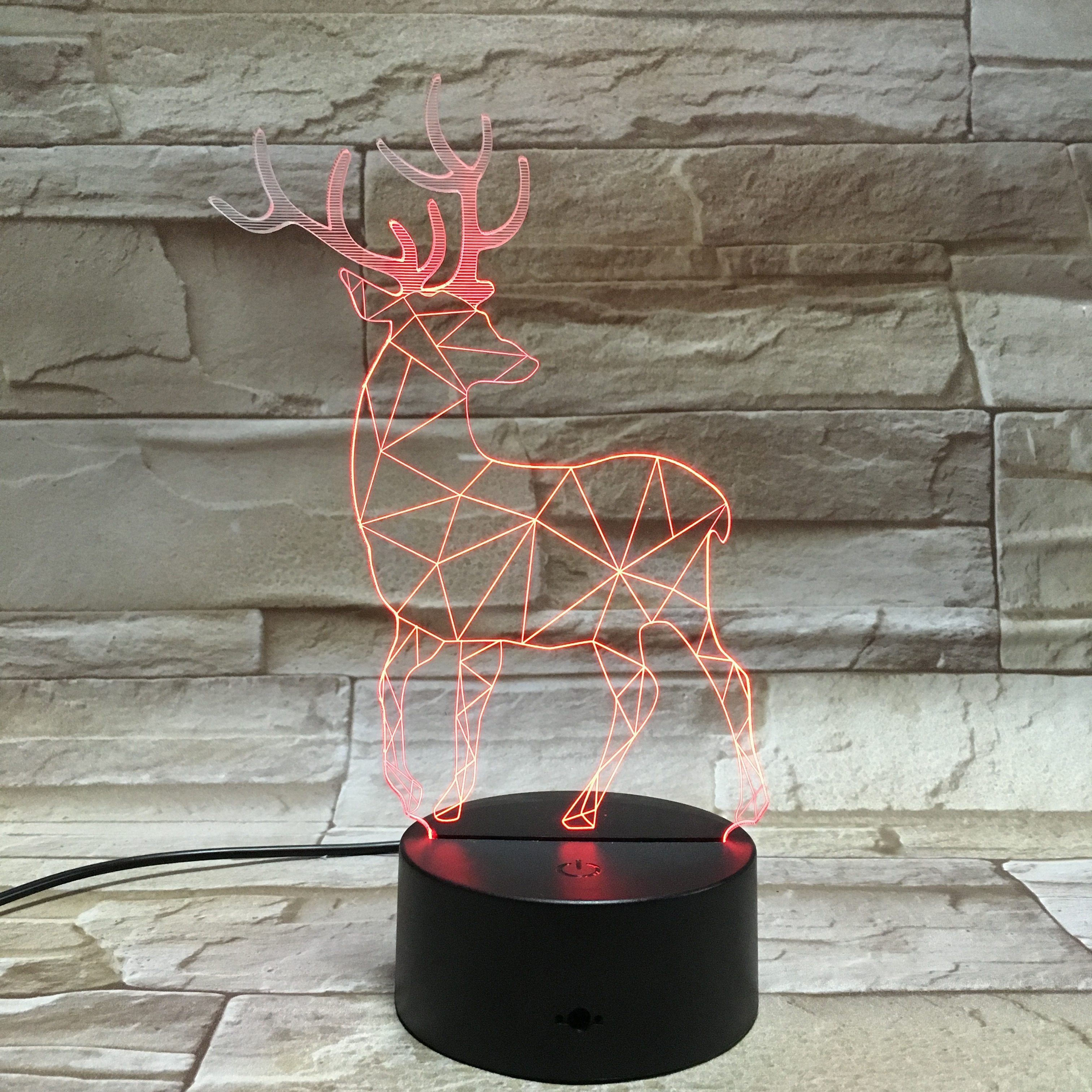 Kids room decor optical novelty illusion night deer light 3d led lamp hologram lampara