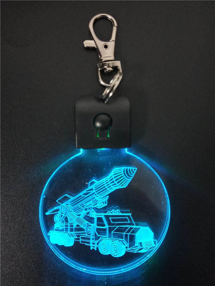 Awesome Laser Engraved 7 LED colors Acrylic Flashlight Led Keychain 3D lamp