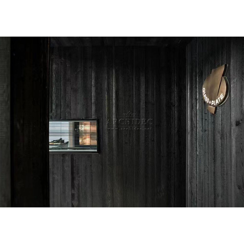 outdoor indoor rustic modern design nordic black carbonized interior decorative solid dark wood wall plank paneling