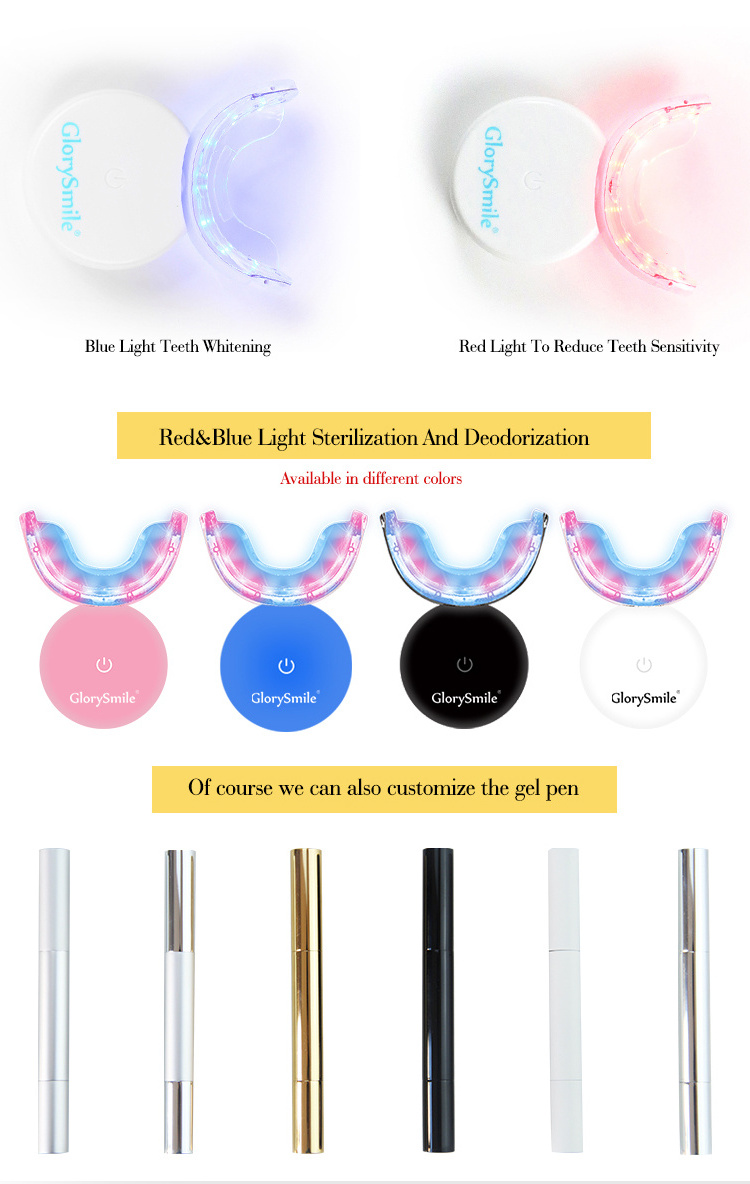 2024 Rechargeable Cordless Peroxide Free Red Blue Ray LED Light Wireless Teeth Whitening Kit