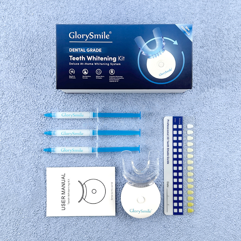 Teeth Whitening Kits Private Logo - Home Use Dental Bleaching LED Light 3 Syringe Set - CE Approved