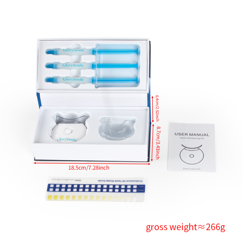 Teeth Whitening Kits Private Logo - Home Use Dental Bleaching LED Light 3 Syringe Set - CE Approved