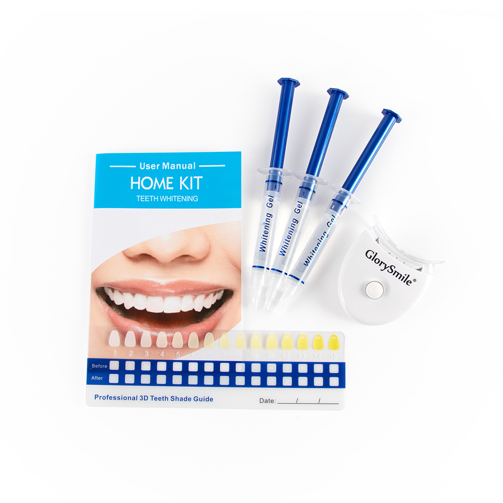 GlorySmile New Dental Peroxide Whitening Instrument Portable Blue Light 44% Peroxide Teeth Whitening Gel Kit