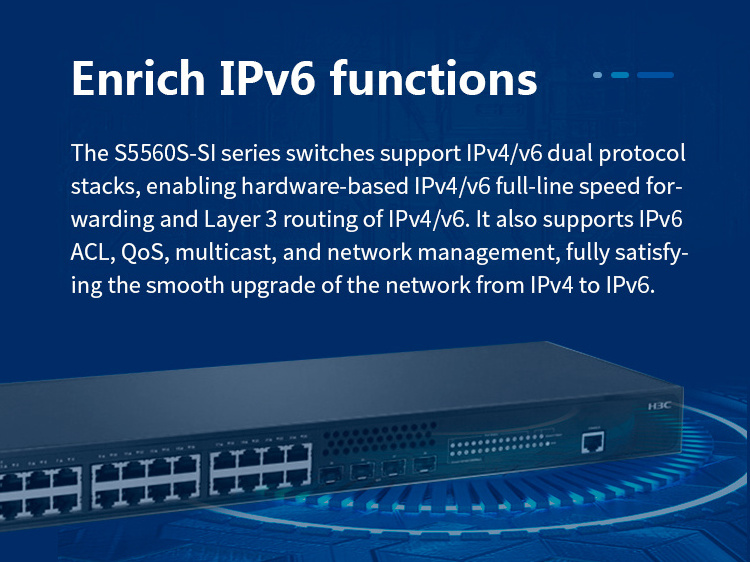 H3C LS-5560S-28P-SI 24-port Gigabit switch +4 Gigabit optical fiber port Enterprise network Cable spliter Layer 3 network manage