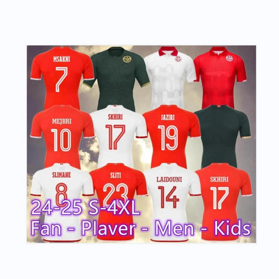 2024 2025 Tunisia Team Men Kids MSAKNI HANNIBAL Soccer Jerseys MAALOUL SLITI KHENISSI 24 25 Home Red Away Football Shirts Short