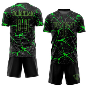 Custom Black Neon Green sublimation printed soccer jersey