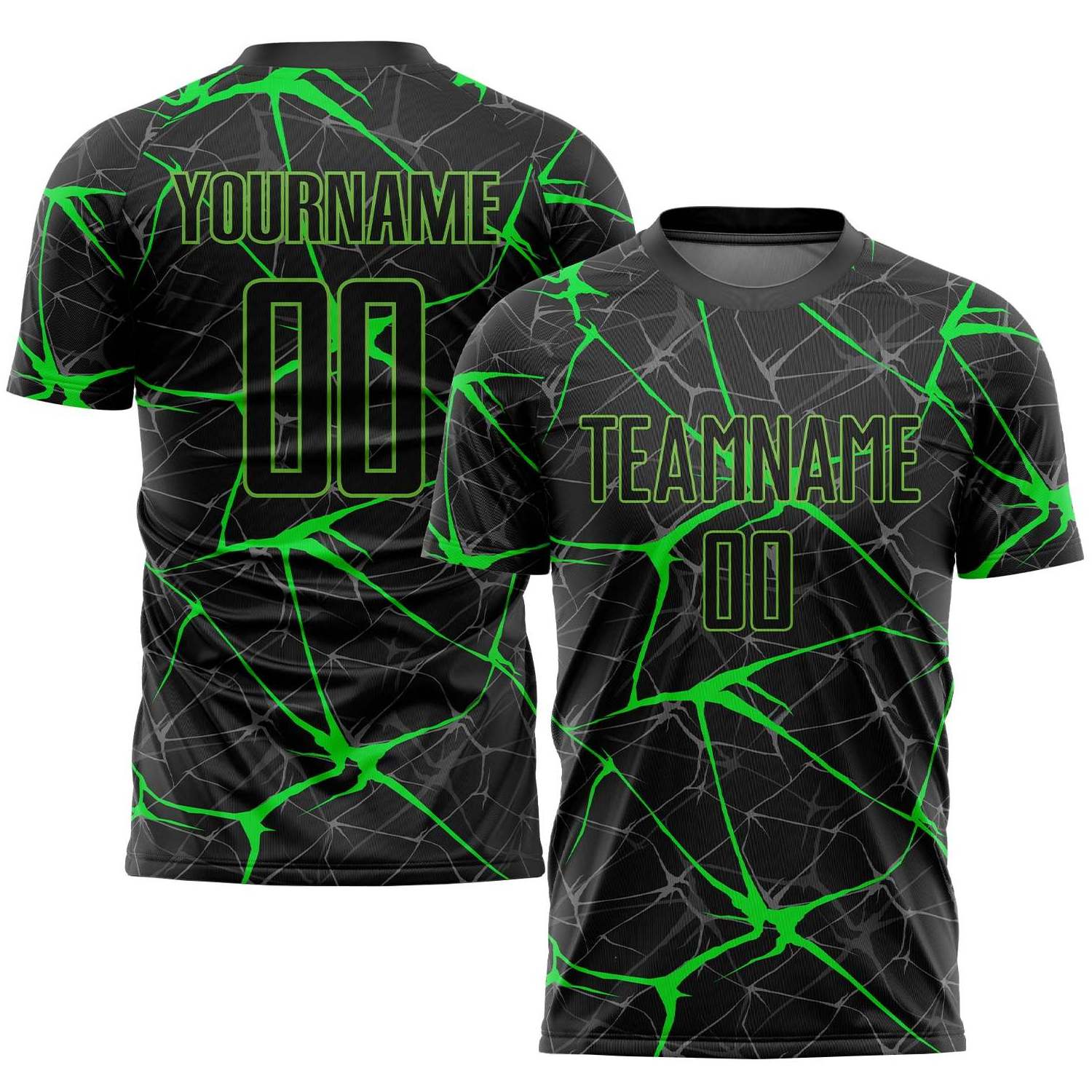 Custom Black Neon Green sublimation printed soccer jersey