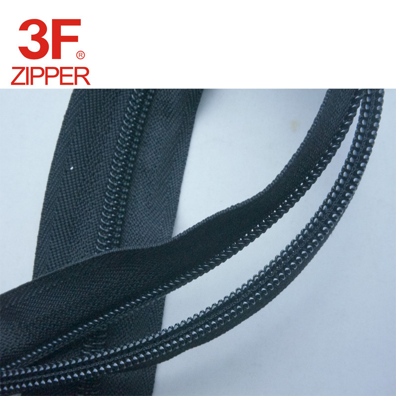 Double layers nylon coil zipper with safe anti-theft slider