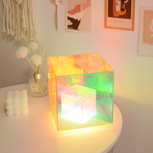 Modern bedroom decorated rainbow colorful acrylic 3d infinity cube lamp rgb led night lights