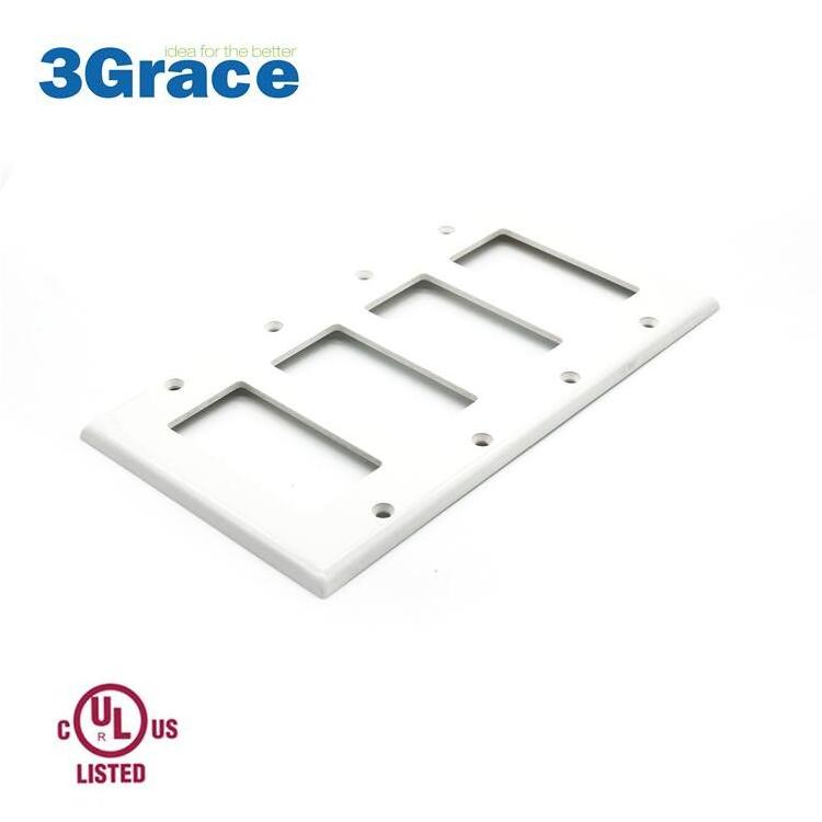 3Grace 4 Gang Decorative Plate GFCI Plate US Standard Wall Plate GFCI Sockets Wall Outlet