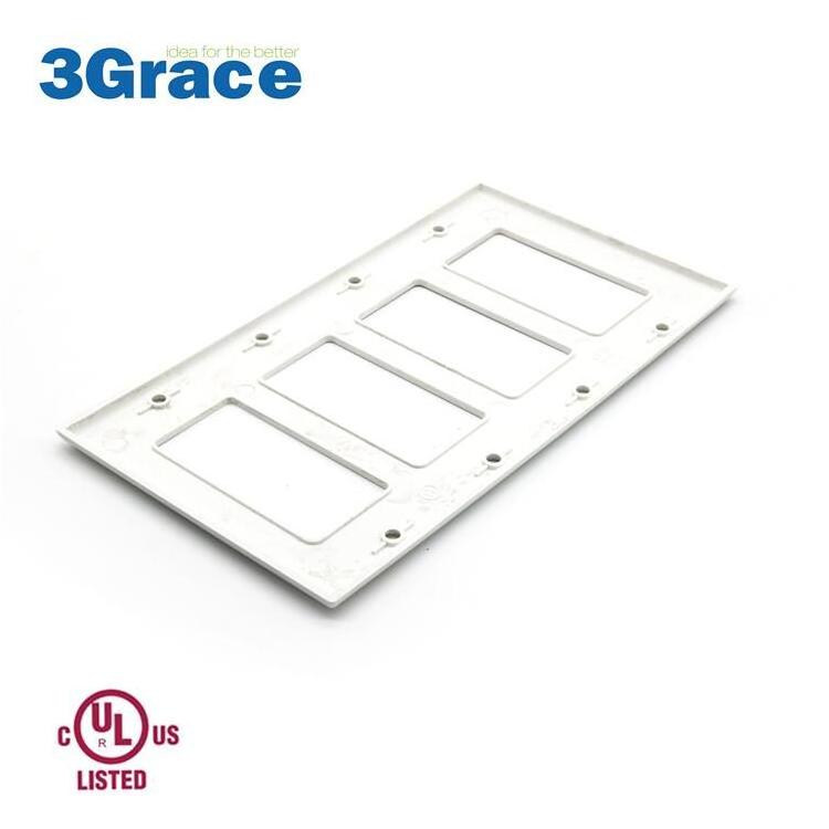 3Grace 4 Gang Decorative Plate GFCI Plate US Standard Wall Plate GFCI Sockets Wall Outlet