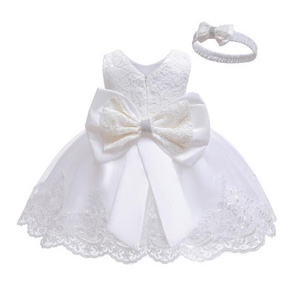 Baby Princess Clothing Girls First Birthday Bow Lace Dress Girl Party Frill Dress Child Princess Dresses