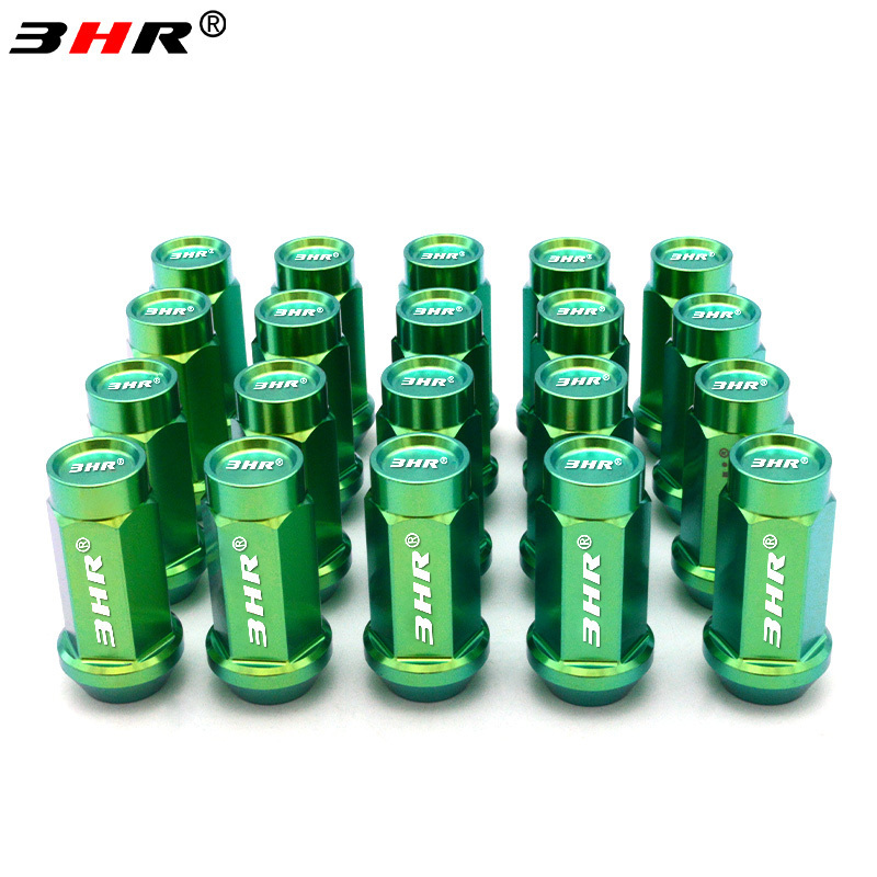 3HR Gr5 titanium Ti-6Al-4V 60 degree cone seat closed end green wheel locking nuts Wheel nuts lug nuts M12*1.5*45mm for Toyota