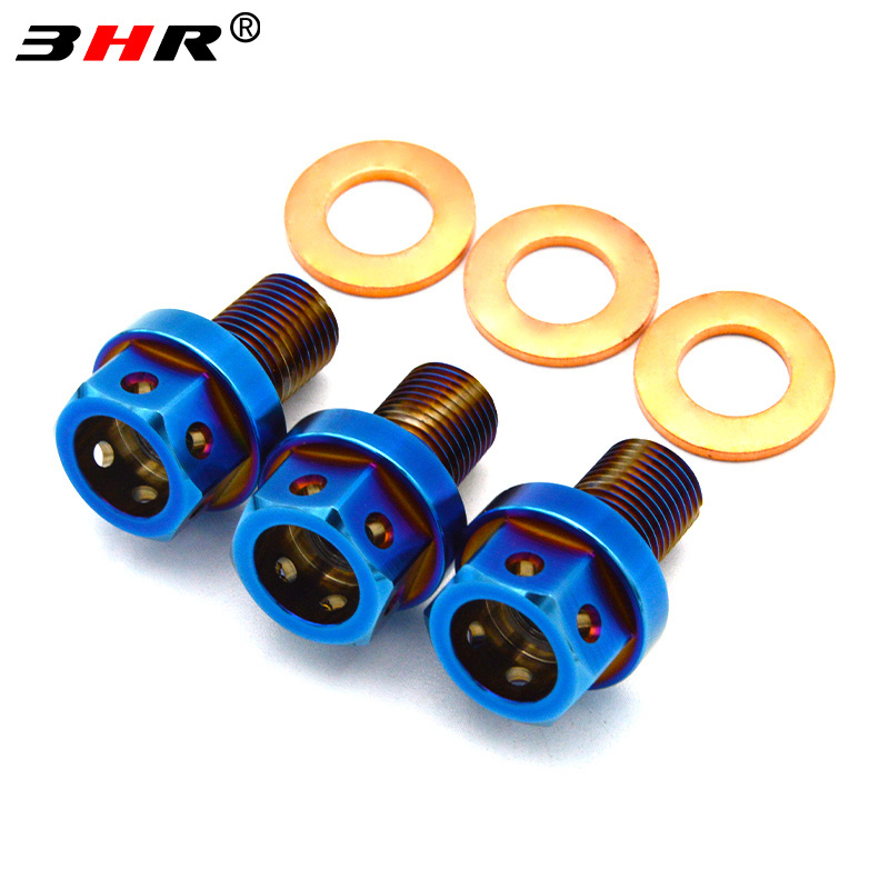 Drilled Hex Gr.5 Titanium Alloy Oil Drain Plug Ti-6Al-4V Automobile Engine Gear Oil Drain Plug M14x1.5 with Powerful Magnetic