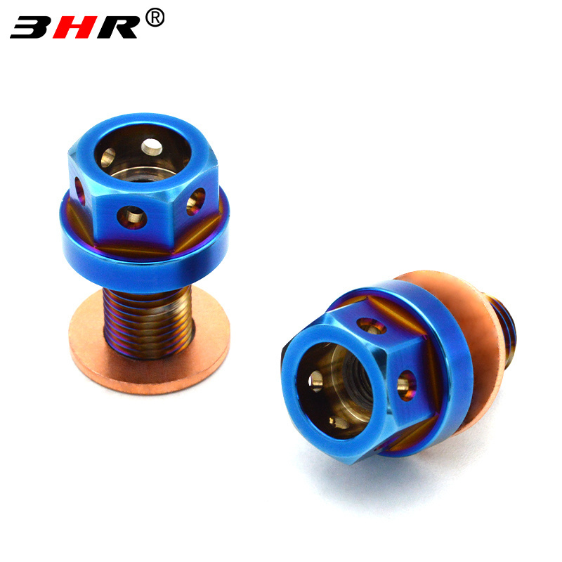 Drilled Hex Gr.5 Titanium Alloy Oil Drain Plug Ti-6Al-4V Automobile Engine Gear Oil Drain Plug M14x1.5 with Powerful Magnetic