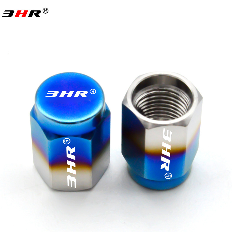 Burnt Blue Color Gr.5 Titanium Alloy Automobile Car Tire Valve Stem Anti-Rust Cap Stem Covers for Cars Bikes and Motorcycle